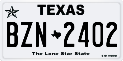 TX license plate BZN2402