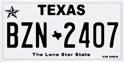 TX license plate BZN2407