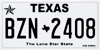 TX license plate BZN2408