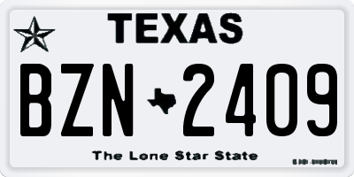 TX license plate BZN2409