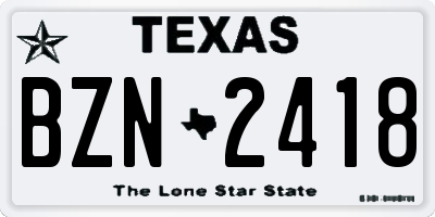 TX license plate BZN2418