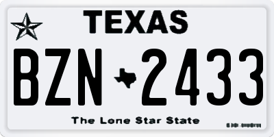 TX license plate BZN2433