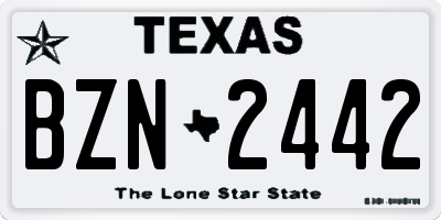 TX license plate BZN2442
