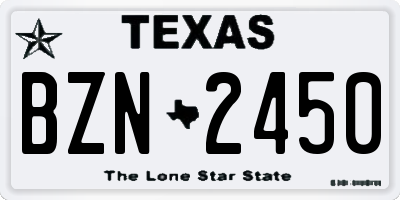 TX license plate BZN2450