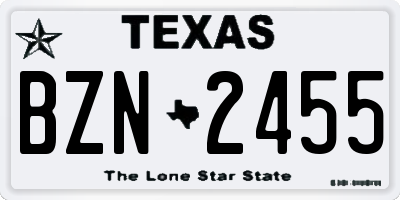 TX license plate BZN2455