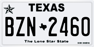 TX license plate BZN2460