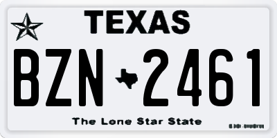 TX license plate BZN2461