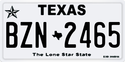 TX license plate BZN2465