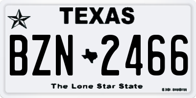 TX license plate BZN2466