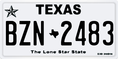 TX license plate BZN2483