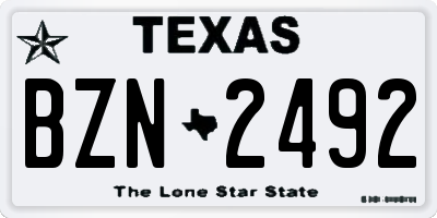 TX license plate BZN2492