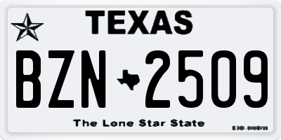 TX license plate BZN2509