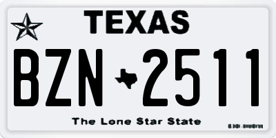 TX license plate BZN2511