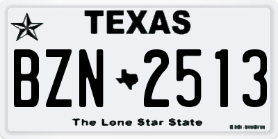 TX license plate BZN2513