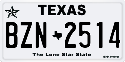 TX license plate BZN2514