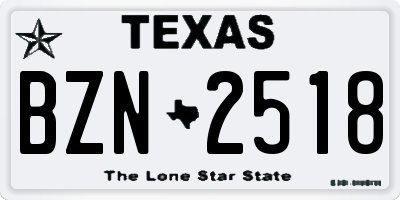 TX license plate BZN2518