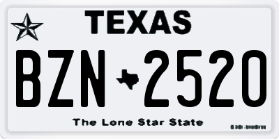 TX license plate BZN2520