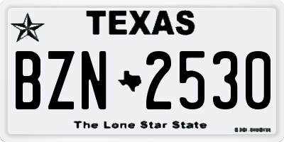 TX license plate BZN2530