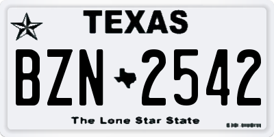 TX license plate BZN2542