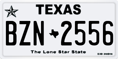 TX license plate BZN2556