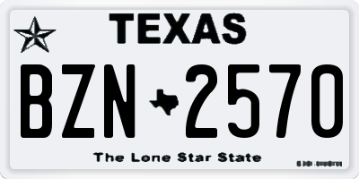 TX license plate BZN2570