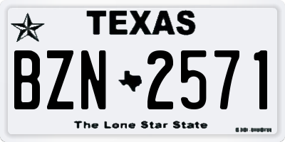 TX license plate BZN2571