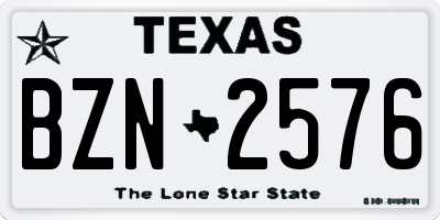TX license plate BZN2576