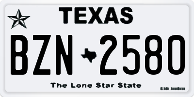TX license plate BZN2580