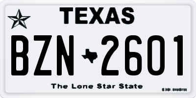 TX license plate BZN2601