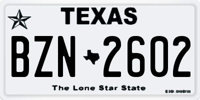TX license plate BZN2602