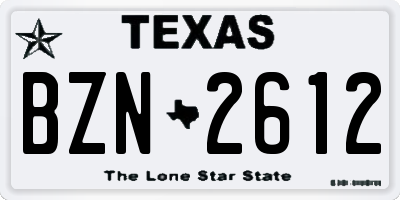 TX license plate BZN2612