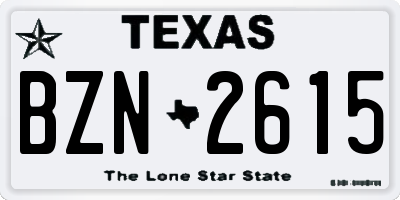 TX license plate BZN2615