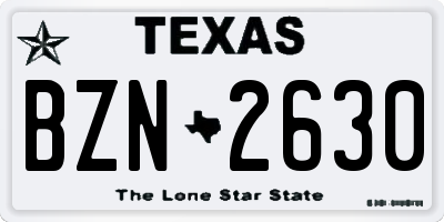 TX license plate BZN2630