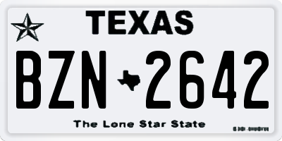 TX license plate BZN2642