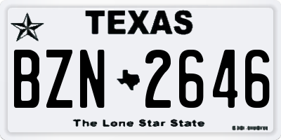 TX license plate BZN2646