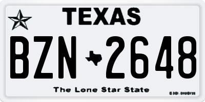 TX license plate BZN2648