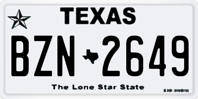 TX license plate BZN2649