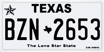 TX license plate BZN2653