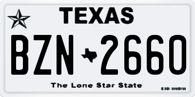 TX license plate BZN2660