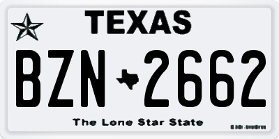 TX license plate BZN2662