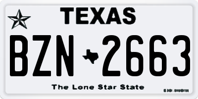 TX license plate BZN2663