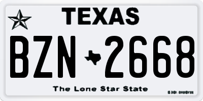 TX license plate BZN2668