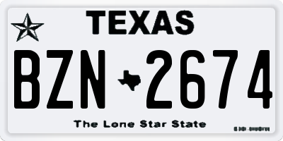 TX license plate BZN2674