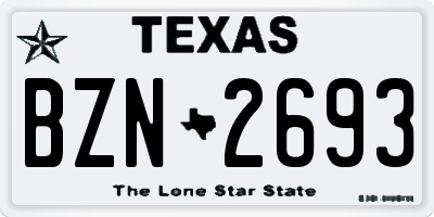 TX license plate BZN2693
