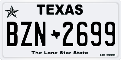 TX license plate BZN2699