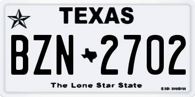 TX license plate BZN2702