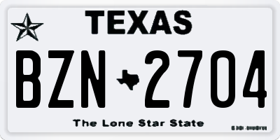 TX license plate BZN2704