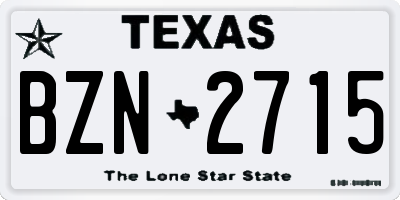 TX license plate BZN2715