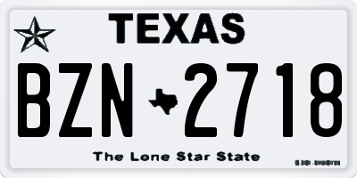 TX license plate BZN2718