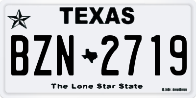 TX license plate BZN2719
